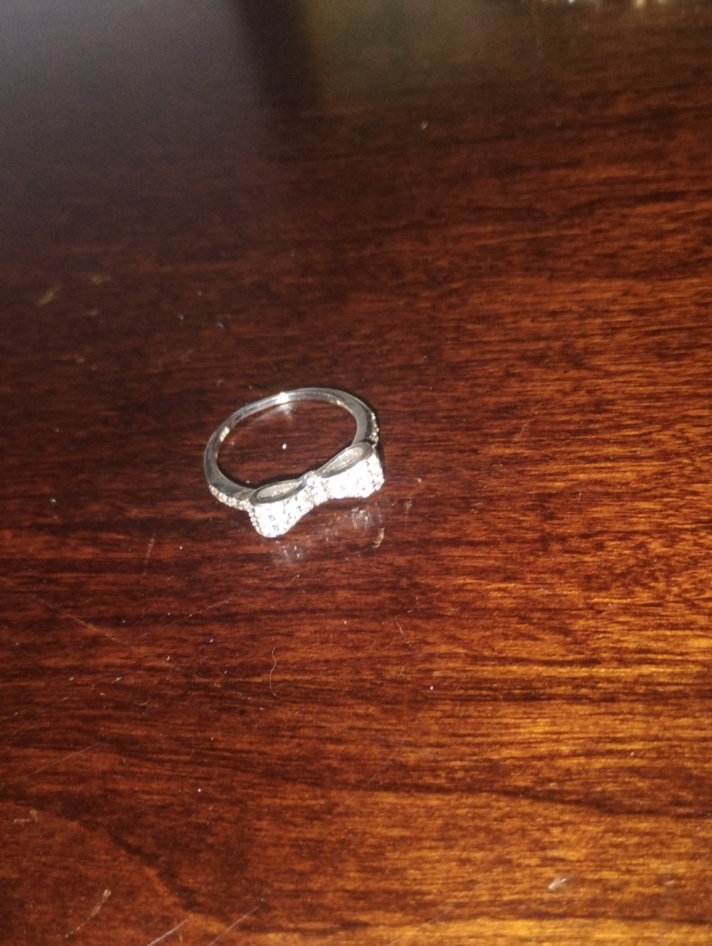 Sparkling Silver Bow Ring - Pavé Accent